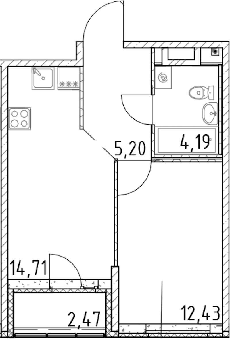 1-комнатная квартира 36.53 м², 14/23 эт., ЖК «Город Первых»